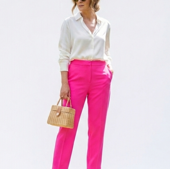 Zara Pants - Zara Vibrant Pink Cropped Pants